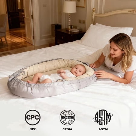 Portable 100% Breathable Cotton Safety Standards Baby Lounger