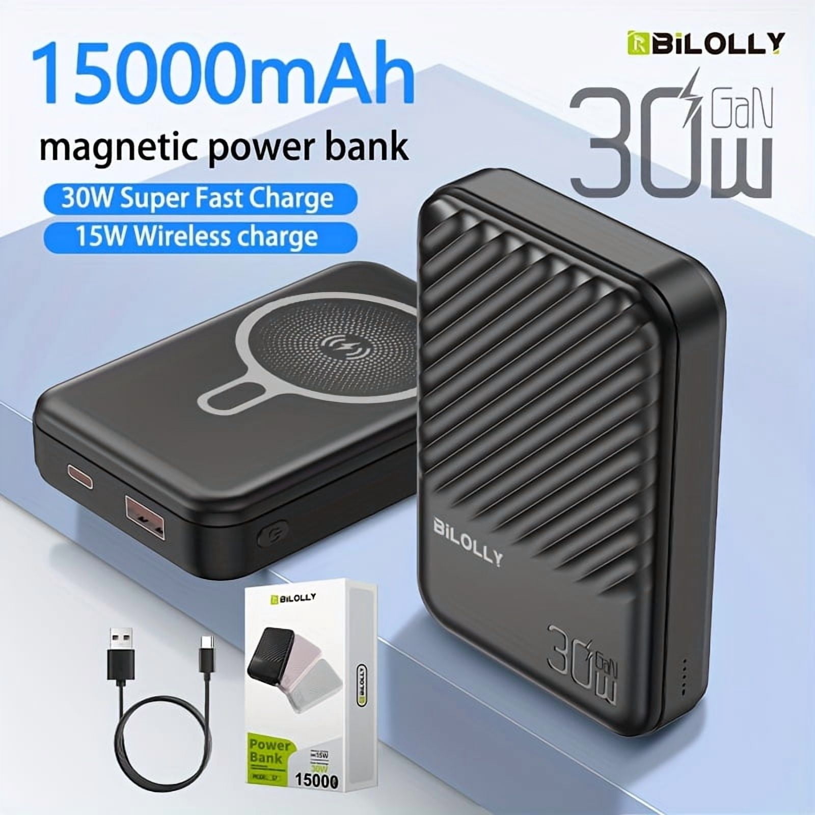 Portable 10000/5000Mah Magnetic Wireless Charger 22.5W PD QC Fast Charging USB-C Power Bank for Android