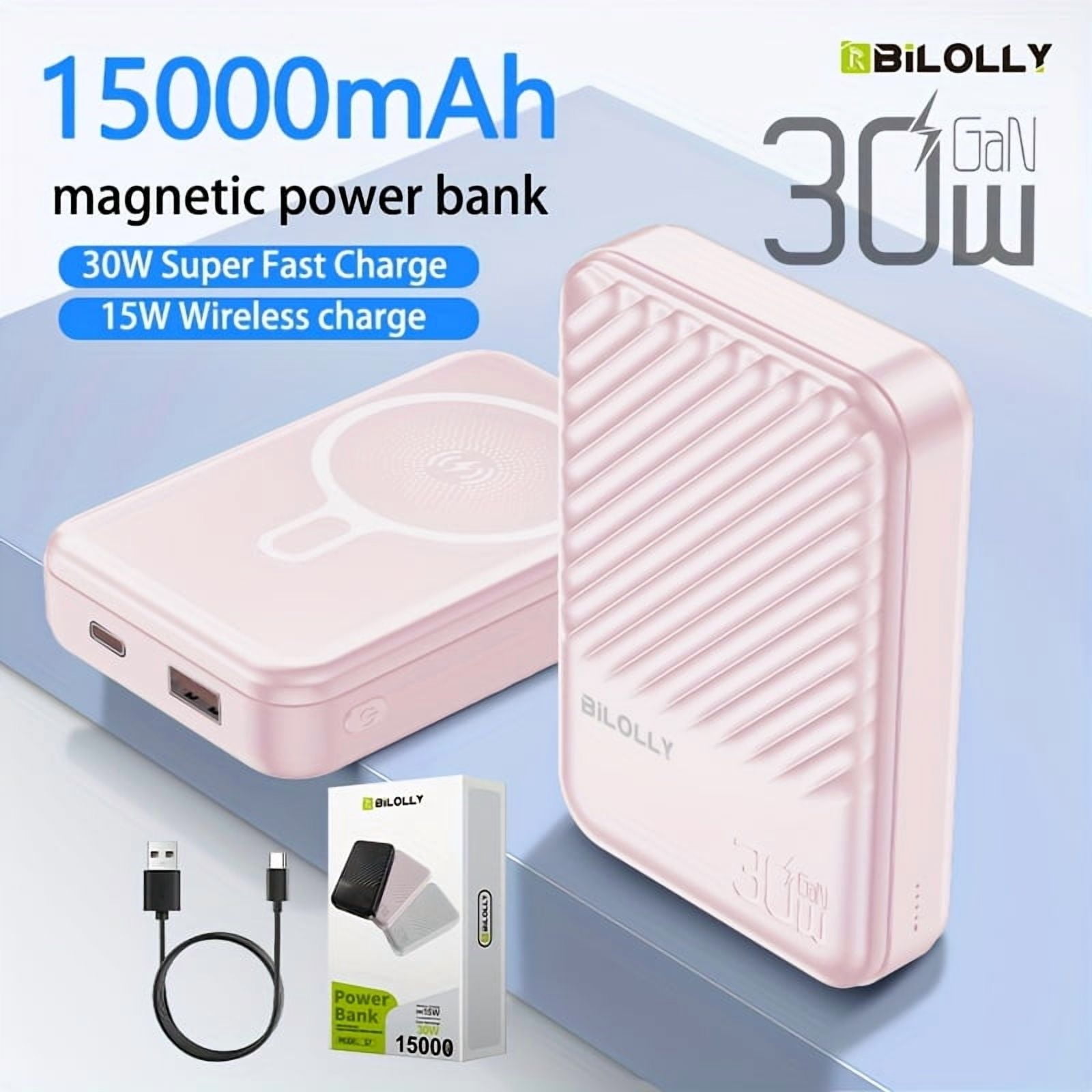 Portable 10000/5000Mah Magnetic Wireless Charger 22.5W PD QC Fast Charging USB-C Power Bank for Android