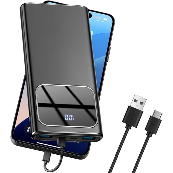 Portable 10000mAh Power Bank with PD 3.0 Fast Charging, USB C Input & Output External Battery Pack, Lightweight Cell Phone Charger for iPhone, Samsung, Android & Smart Devices