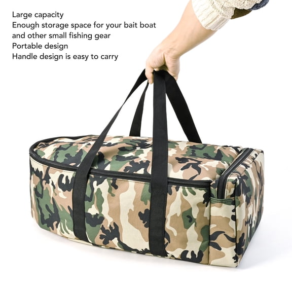 Portable 1000D Oxford Waterproof Fishing Bait Boat Carry Case with Side Pocket - 24 x 12 8 Inch