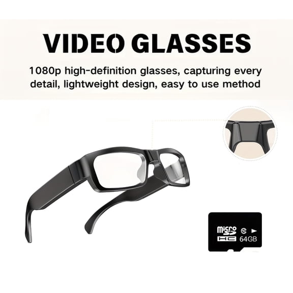 Portable 1080P HD Smart Camera Glasses - Outdoor Sports/Cycling/Motorcycle, Lectures/Meetings/Personal Security