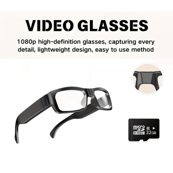 Portable 1080P HD Smart Camera Glasses - Outdoor Sports/Cycling/Motorcycle, Lectures/Meetings/Personal Security
