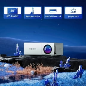 Portable 1080P Projector with USB, Remote, Compatible Smartphone Tablet Laptop TV Stick USB Drive, Desktop Mount, LCD Display, HDTV Input