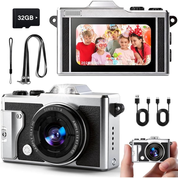 Portable ,1080P Recording,Equipped with 32GB Storage Card and Lanyard,Metal Anti Fall Shell,Suitable for Outdoor Travel Recording,Student ,Work Inspection,Cycling Recording