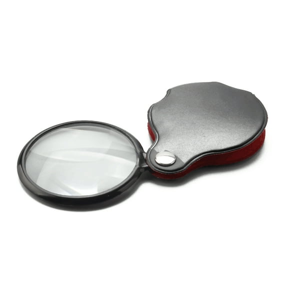Portable 10X Pocket Folding Magnifier Loupe Optical Magnifying Glass With Leather Case Accessory