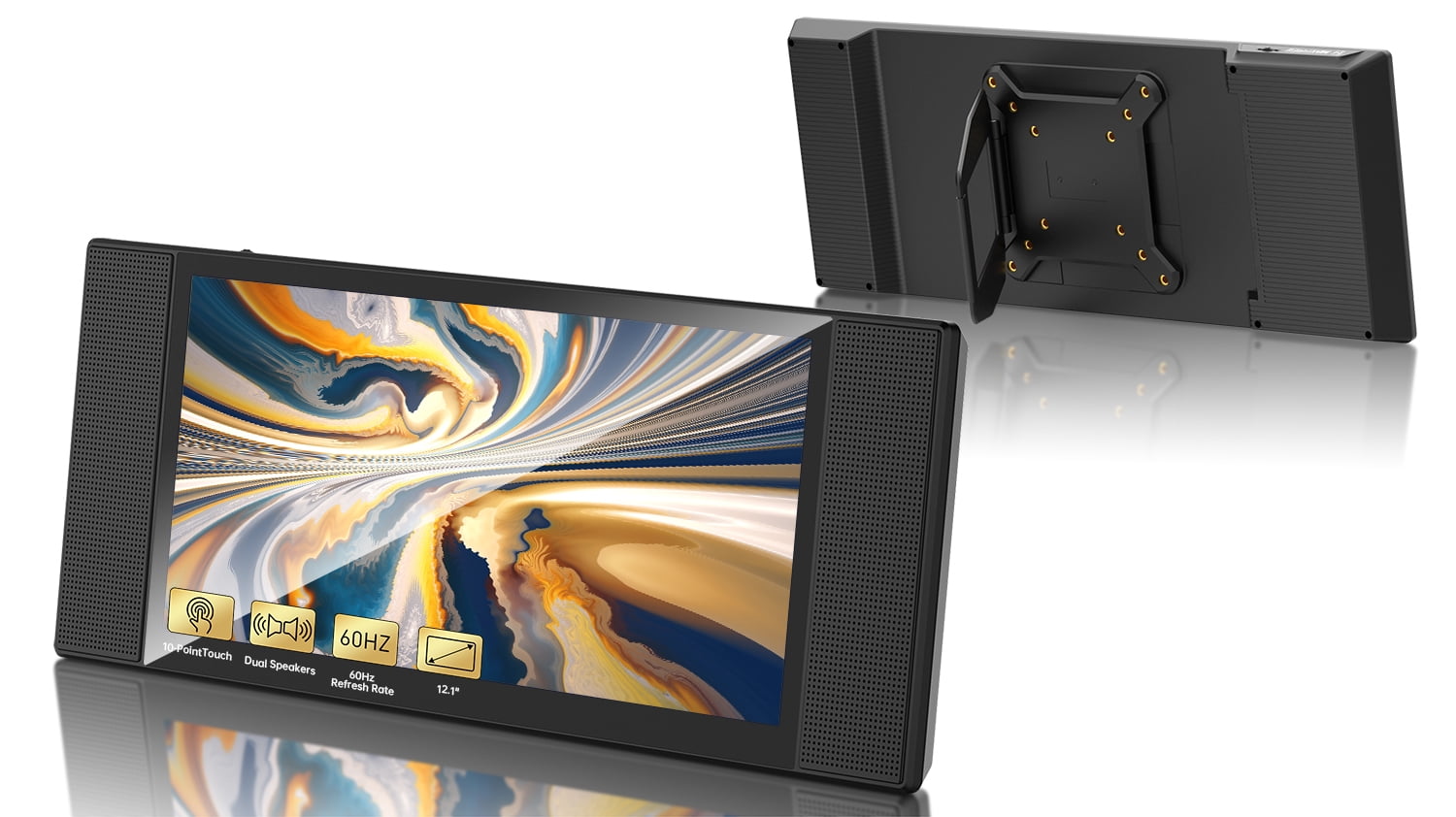 Portable 12.1" Touch Screen Monitor with Dual Loudspeakers, 10Points