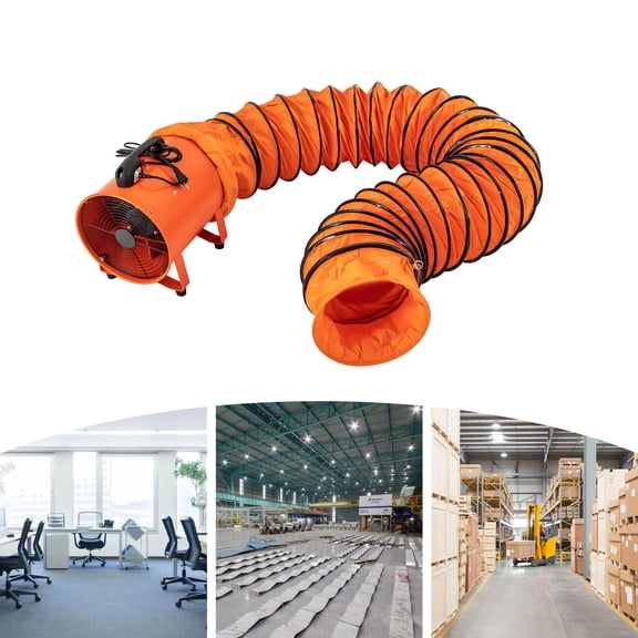 Portable 12" Extractor Fan Blower with 5m Duct Hose Industrial Air Mover Ventilator