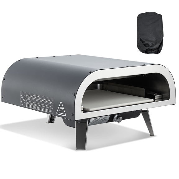 Portable 12-Inch Propane Pizza Oven with Pizza Stone, Carry Bag for Backyard, Camping, Patio - Black