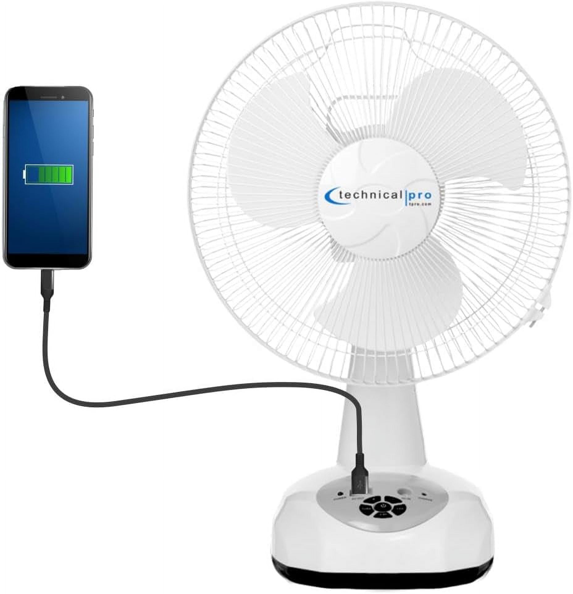Portable 12" Rechargeable Oscillating Tabletop Fan with 9 Speeds Controls, LED Night light and Powerbank