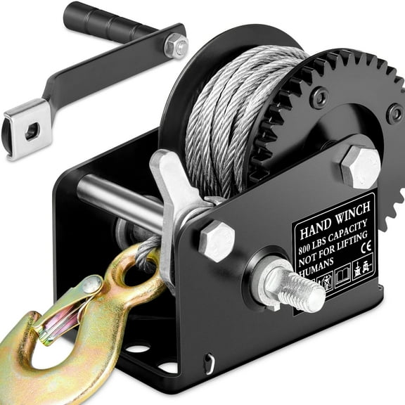 Portable 1200 LBS Capstan Cable Winch Manual Hand Winch With Self Locking Brake