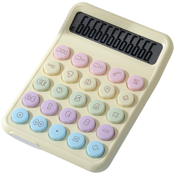 Portable 12Digit LCD Calculator Easy to Read Screen Slip Resistant Base Mechanical Keypad Calculator for Various Use