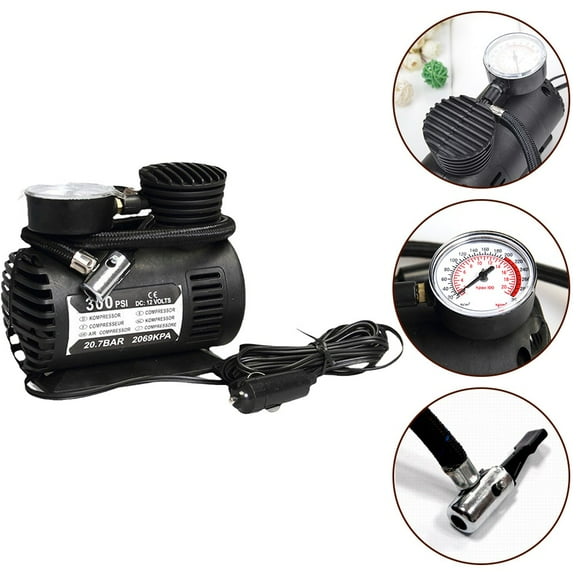 Portable 12V 300psi Air Compressor Pump Tire Tyre Inflator for Auto Motorcycle