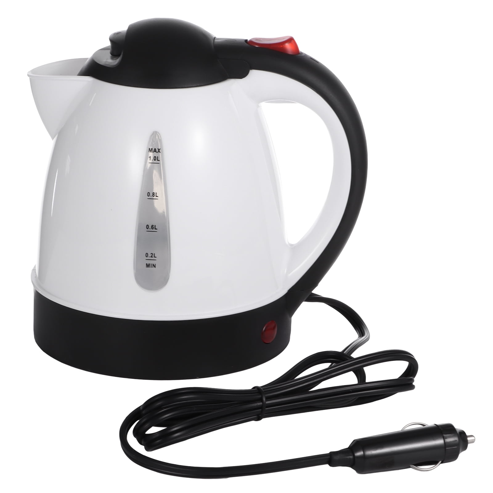 Portable 12V Car Electric Kettle, 1000ml Capacity, Fast Heating Heated Water Coffee Kettle with Handle, Spill-Proof Tea Kettle with Cigarette Lighter Plug for Sedan, SUV, Truck