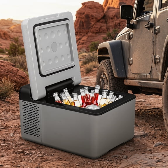 Portable 12V Car Refrigerator, 20 Quart Compressor Cooler with Touch Control, Dual Mode for Camping, Travel & Home Use
