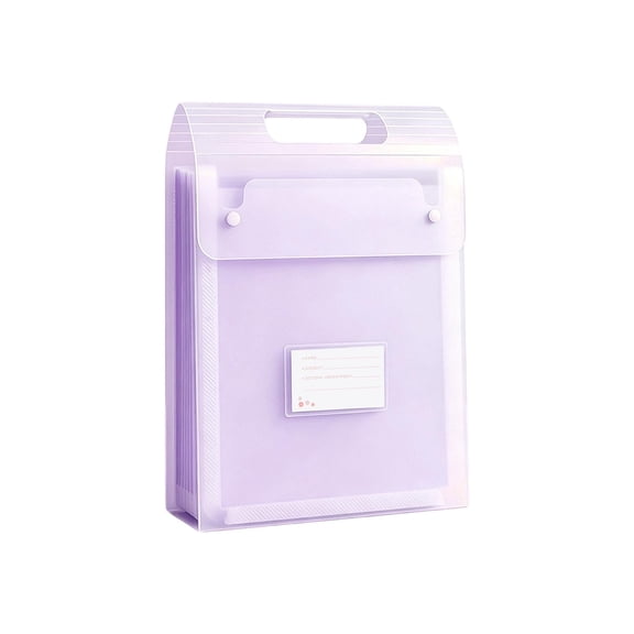 Portable 13-Pocket Receipt & Coupon Organizer, Small Expanding Accordion File Folder with Labels, Long Ticket Size Holder Purple