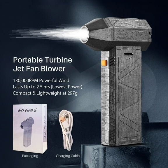 Portable 130000RPM High-speed Turbine Jet Fan Blower, Mini Handheld Powerful Rechargeable Cordless Duster, Winter Snow, Pet Hair Drying, Leaf Blower, Camping BBQ Fire, Photography Wind Effect