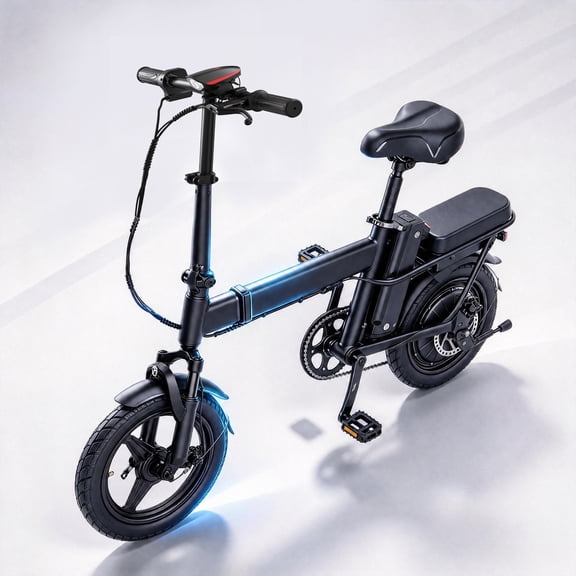 Portable 14" Folding Ebike, 500W 20mph, 30-Mile Removable Battery, UL 2849, Adult E-Bike