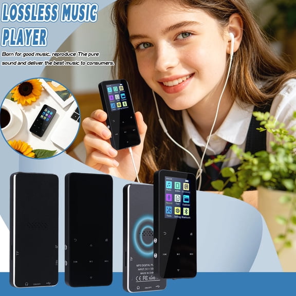 Portable 144GB Bluetooth 5.2 MP3 Player HiFi Digital Audio Player with Touch Screen FM Radio Voice Recorder HD Speaker