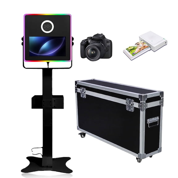 WideMeet Portable 15.6in DSLR Photo Booth Machine Touch Screen with RGB Light for Wedding Celebration