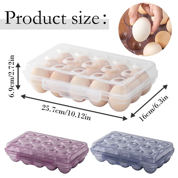 Portable 15-Grid Egg Storage Box - Large Capacity Refrigerator Organizer with Secure Lock for Camping and Travel - B