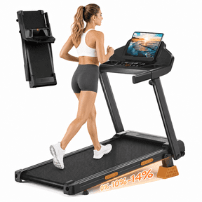 Portable 15% Incline Folding Treadmill for Home, 3.0HP Motor, 400LB Capacity, Walking Pad with Handrails & 3 LED Displays