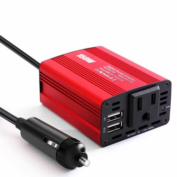 Portable 150W Car Inverter DC 12V to 110V Power Adapter 3.1A USB Charger Cigarette Lighter Plug Vehicle Converter