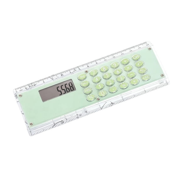 Multifunctional Double Side 15cm Ruler Integrated 8 Digit Calculator Lightweight Design For Students Professionals