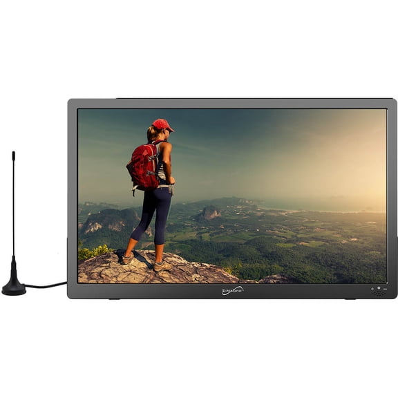 Supersonic SC-2816 16-Inch Widescreen LED TV with Crisp Display, USB/MMC/HDMI Inputs, Rechargeable Battery, FM Radio, and AC/DC Compatibility - Perfect for RVs, Home, and On-The-Go Entertainment