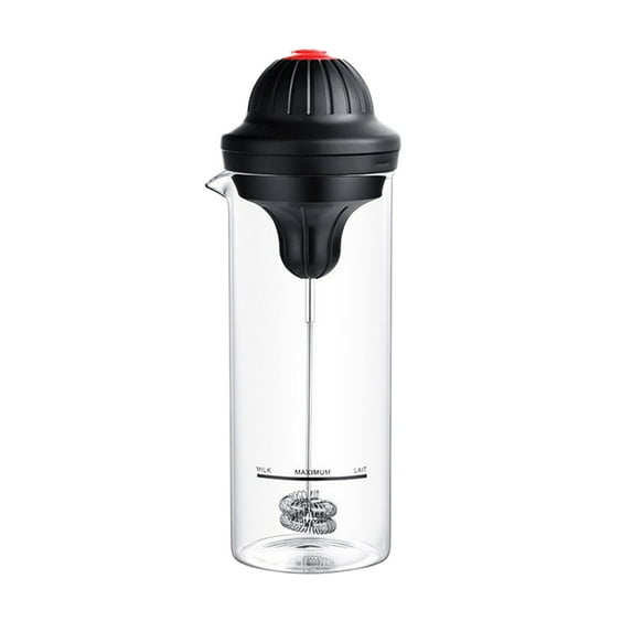 Portable 16oz Milk Frother Cup with One-Click Operation, Stainless Steel & Glass Mixing Bottle for Coffee, Latte, Cappuccino, Hot Chocolate & Protein Shakes, Travel & Home Use