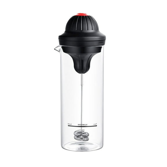 Portable 16oz Milk Frother Cup with One-Click Operation, Stainless Steel & Glass Mixing Bottle for Coffee, Latte, Cappuccino, Hot Chocolate & Protein Shakes, Travel & Home Use