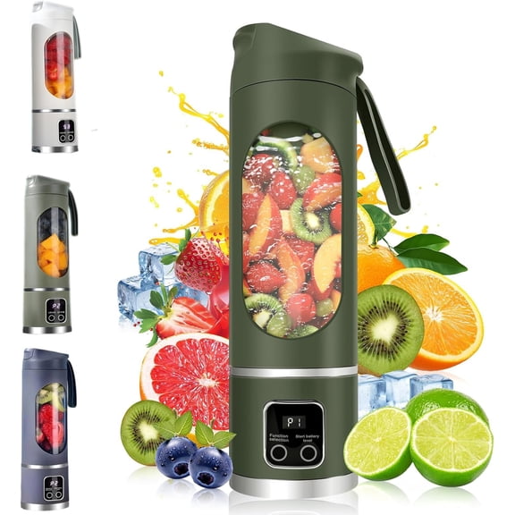 Portable 16oz Wireless Juicer, 21000 RPM High Speed Personal Blender, One Button Magnetic Safety, Lightweight Travel Smoothie Maker for Gym Office Camping Outdoor (Green)