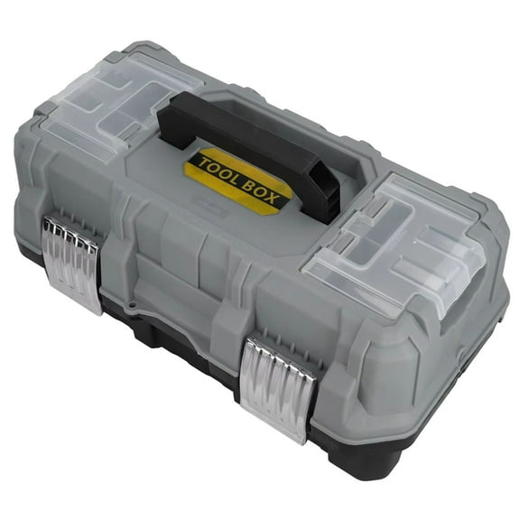 Portable 17 Inch Hard Shell Tool Box with Three Layer Folding Design Case for Easy Tool Access and Storage Organizers