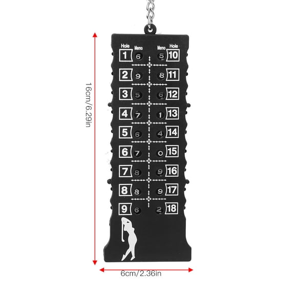 Portable 18-Hole  Score Counter with Black Hook - ABS Stroke Tracker for Practice & Competition black plastic abs