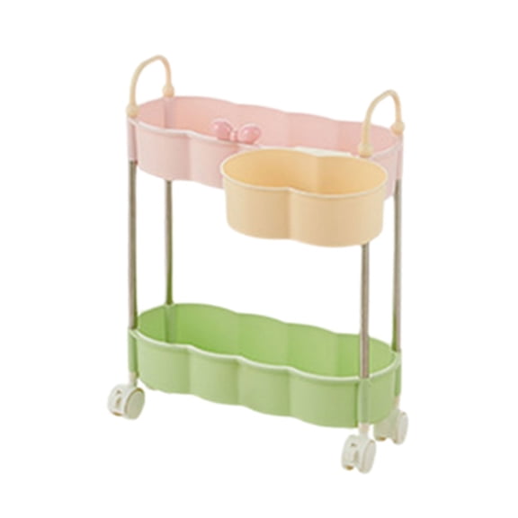 Portable 2/3/4 Shelves Utility Cart with Large Capacity Baskets and Lockable for Home Laundry Room Storage