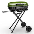 thumbnail image 1 of Brand Man Portable 2-Burner Camping Propane Gas Grill, Enameled Foldable BBQ with Griddle for Outdoor Cooking, Green, 1 of 10