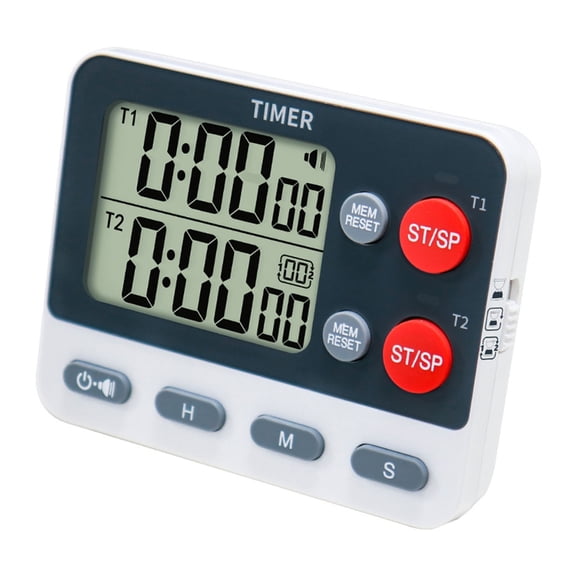 Portable 2 Channel Cooking Timer with Large Display and Adjustable Sound ABS Texture Perfect for Cooking and Workouts
