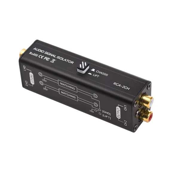 Portable 2 Channels RCA Ground Loop Isolator Professional Hum Eliminator R1O7