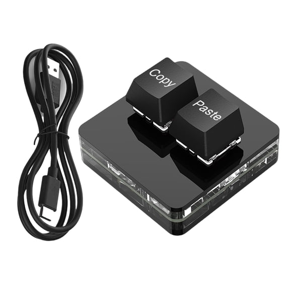 Portable 2 Key Keypad, Single Hand Operate Mechanical Keyboard USB Color Lighting for Gaming and Accounting