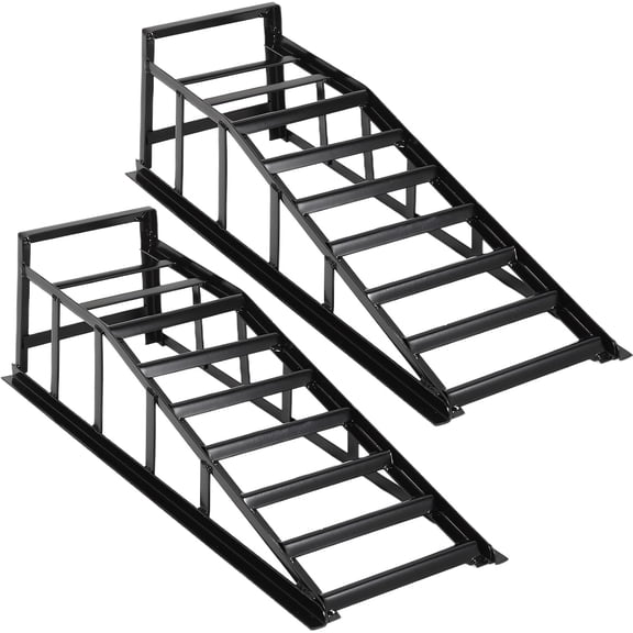 Portable 2-Pack Heavy Duty Car Service Ramps 12 000LB Capacity Hydraulic Lift Ramps Adjustable 9.8-15 In Height for Garage Use Black