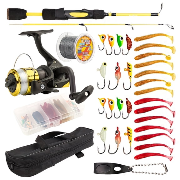 Portable 2 Pieces Fly Fishing Combo Rod Reel Lure Full Fishing Kit