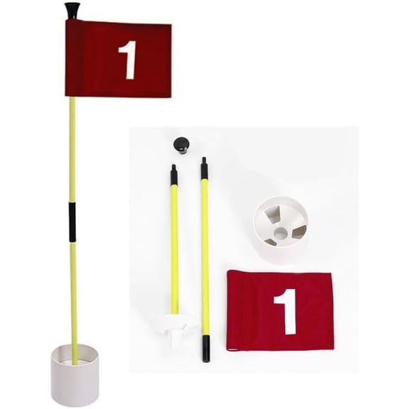 Portable 2-Section Design Mini Golf Hole Flag Set, Putting Green Flag for Backyard 3 Feet Golf Pin Flag Hole Cup Set