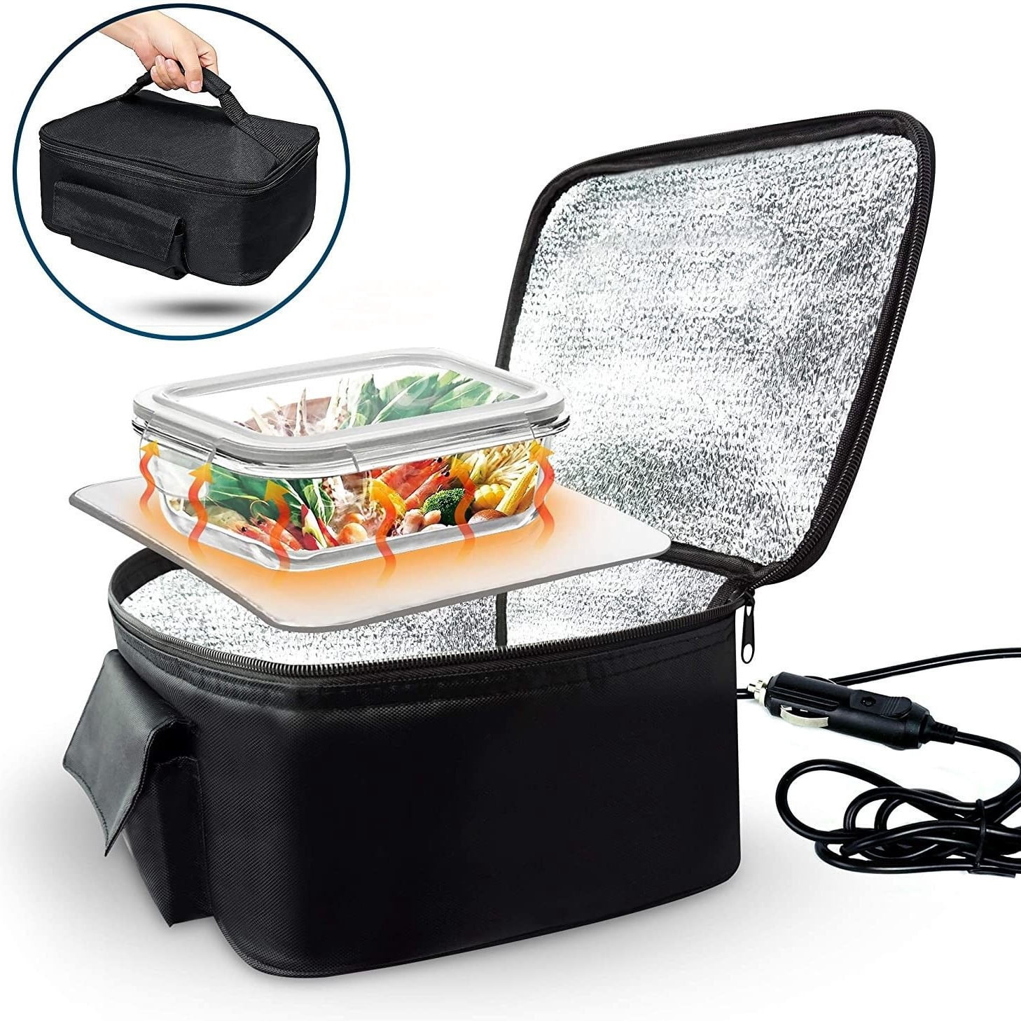 Portable 2-in-1 Electric Food Warmer and Cooler Bag for Car and Home, 12V & 110-220V Heating Cooling Lunch Box