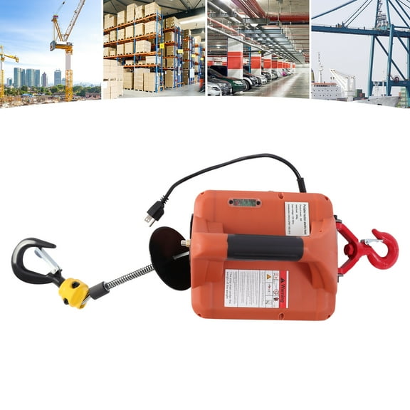 Portable 2-in-1 Electric Hoist Winch, 1100lb/500kg Loading, 5m(16ft)/min, 1500W Remote Control Crane Lift for Factories, Warehouses, Garages 110V