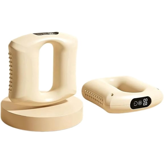 Portable 2-in-1 Fascia Ring Massager, Ergonomic Design Multifunctional Full-Body Massage Gun, Hands-Free Electric Massager with Smart Led Touch Display, Adjustable Strap for All Bodies (Beige)M