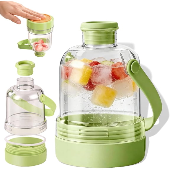 Portable 2-in-1 Ice Cube Maker Water Bottle with Leakproof Silicone Design (1, Green)