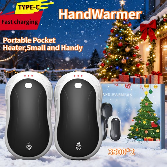 Portable 2-in-1 Magnetic Hand Warmer, 5000mAh*2, 3-Temp Control, USB Rechargeable for Winter Outdoor Sports & Camping