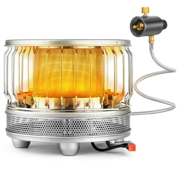 Portable 2-in-1 Propane Tent Heater Stove for Camping, 13500 BTU with Windscreen, Outdoor Gas Heater for Hiking, Ice Fishing