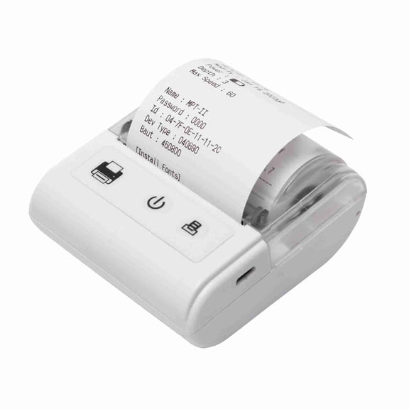 Portable 2-inch Mini Thermal Receipt Printer, USB & Bluetooth Wireless Handheld Printer for Retail, Restaurants, and Small Business, White