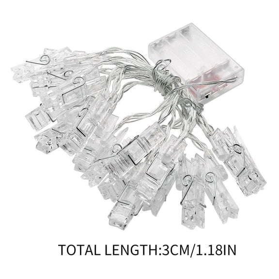 Portable 20 Ft Photo Light String with 40 Clips Warm Glow Hanging Picture Display for Dormitory Gallery Birthday Party and Holiday Home Decor Battery Powered